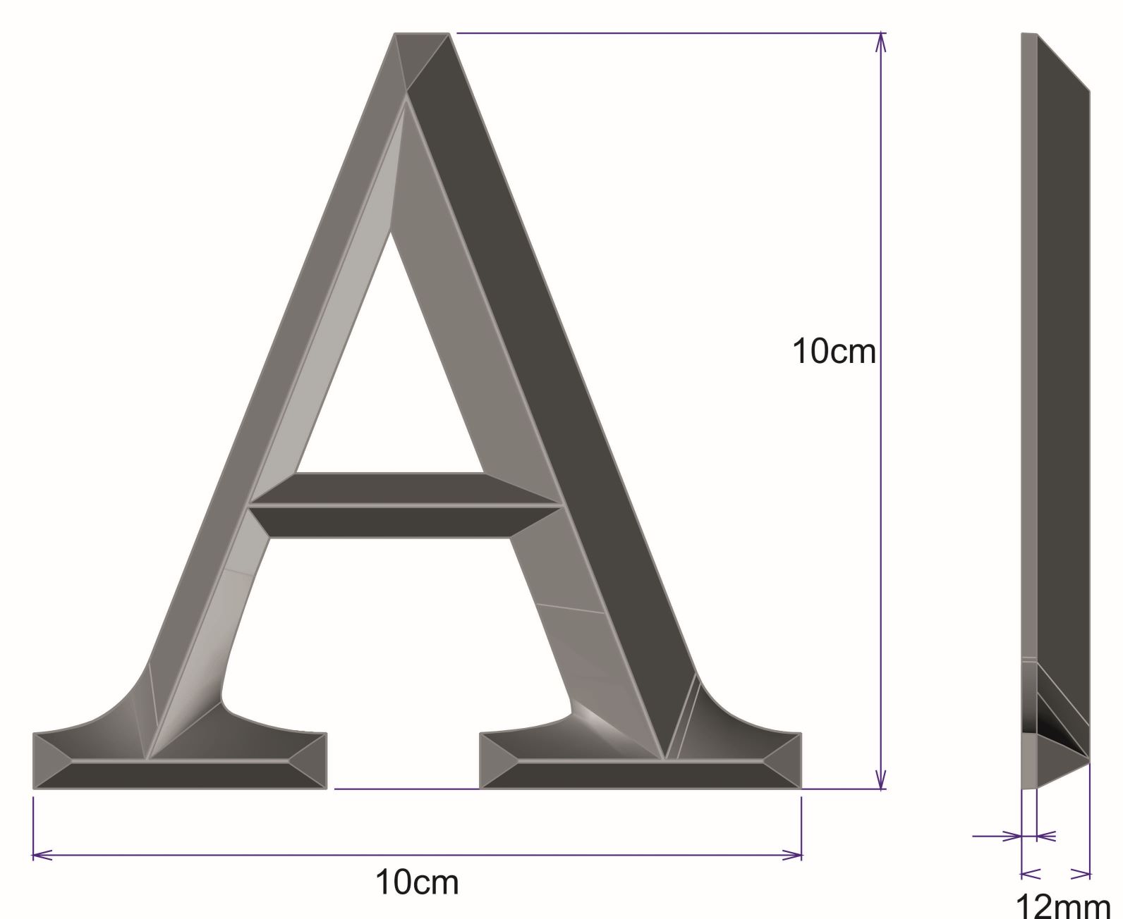 10cm tırnaklı harf 3d-Rakam Bronz