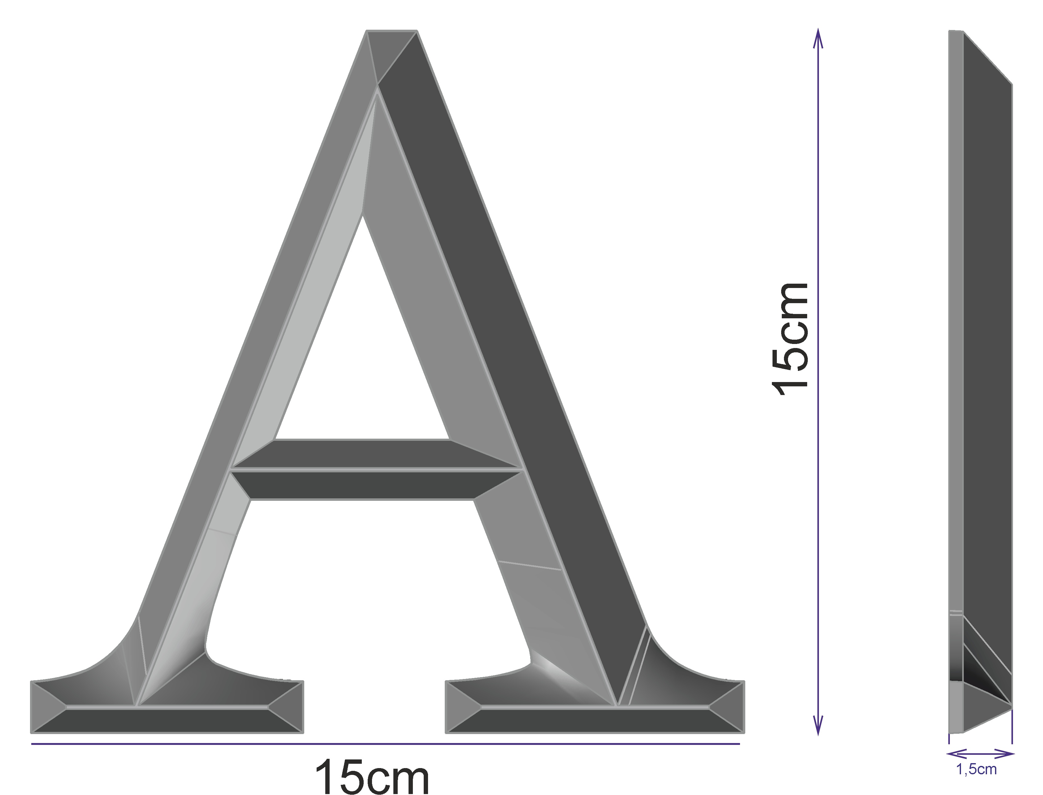  Chrome Letters (3D) Stainless Chrome Plated (15cm)