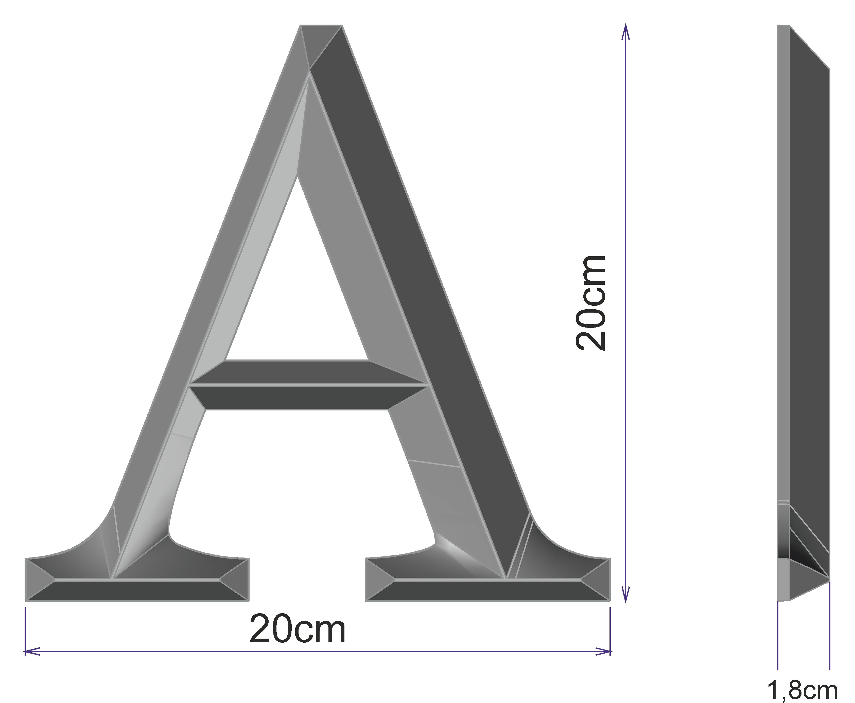 Bronz Harfler (3D) Bronz Kaplama (20cm)