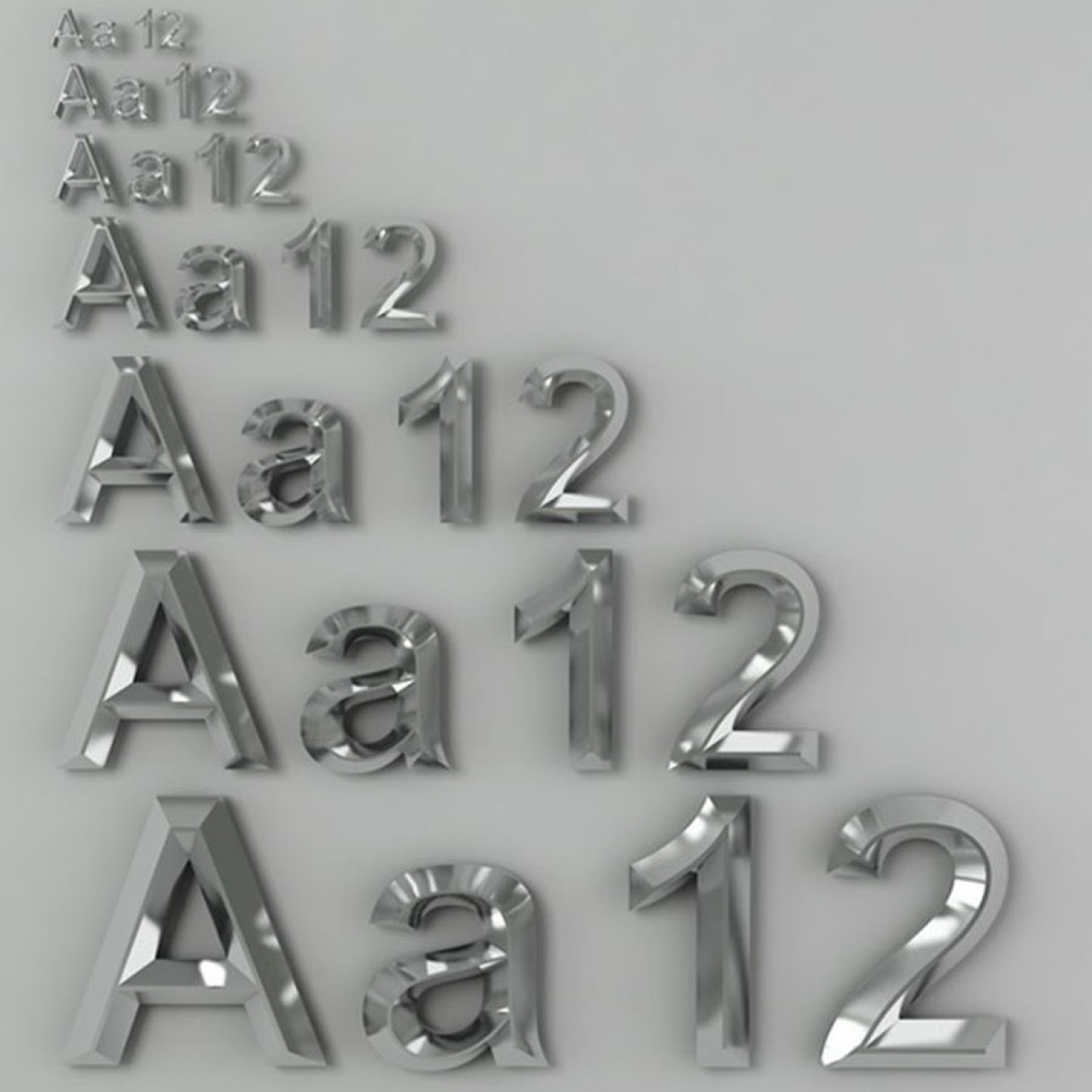 Chrome Plated Letter & Number (3D) 1.4cm