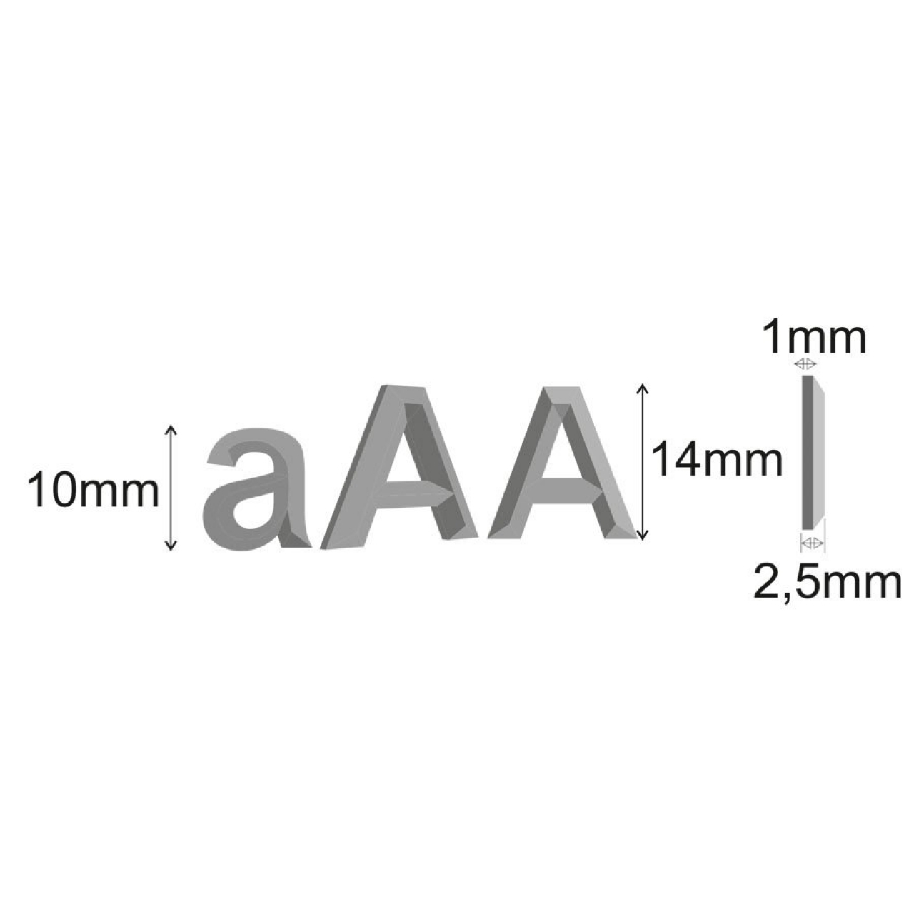 Chrome Plated Letter & Number (3D) 1.4cm