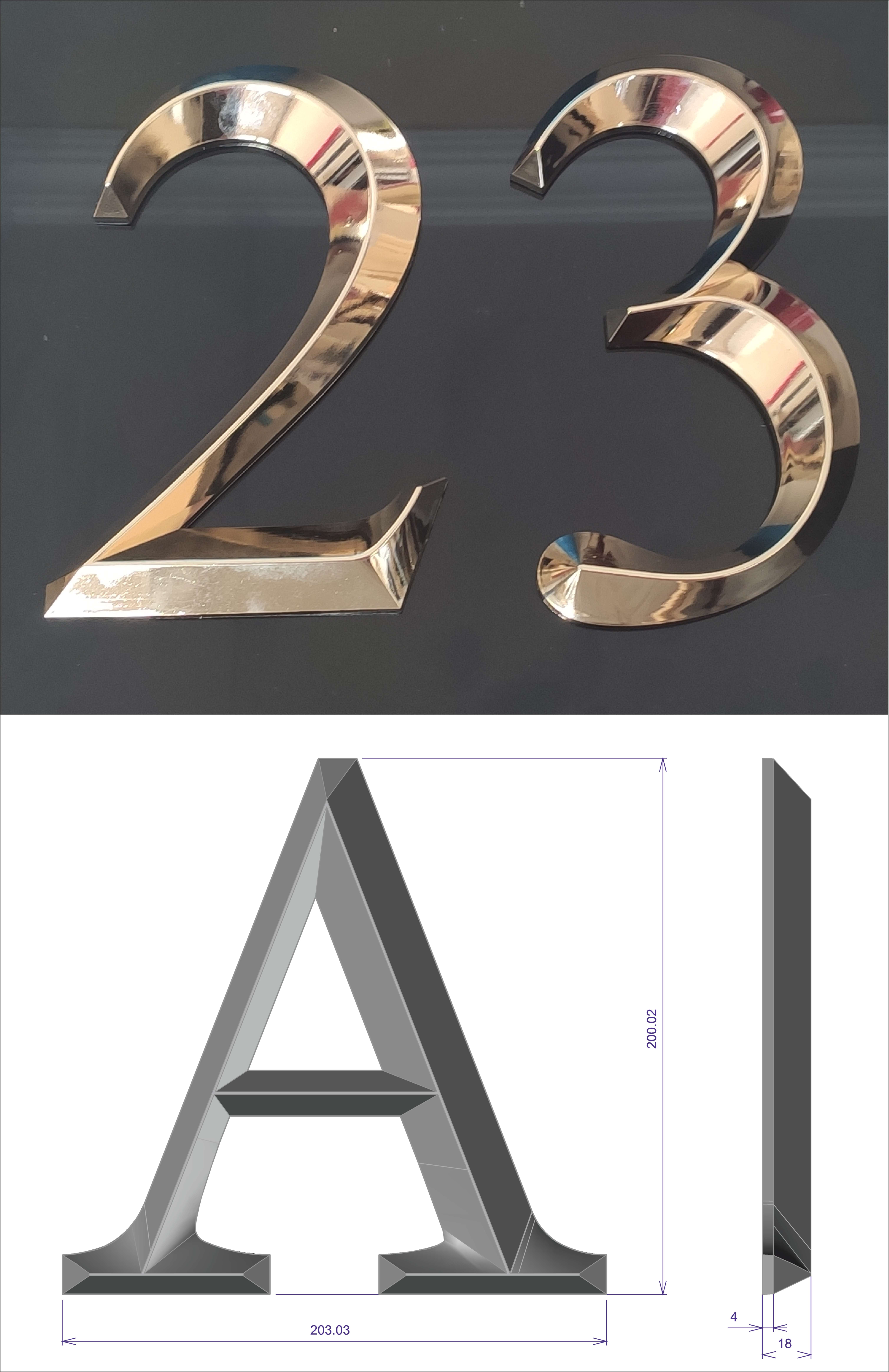 Gold Plated Letters (3D) Prismatic (20cm)