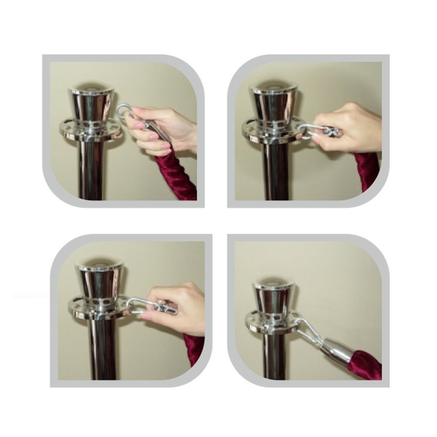 Bariyer Kordonu - Halat - Kancalı - 200cm - Kırmızı