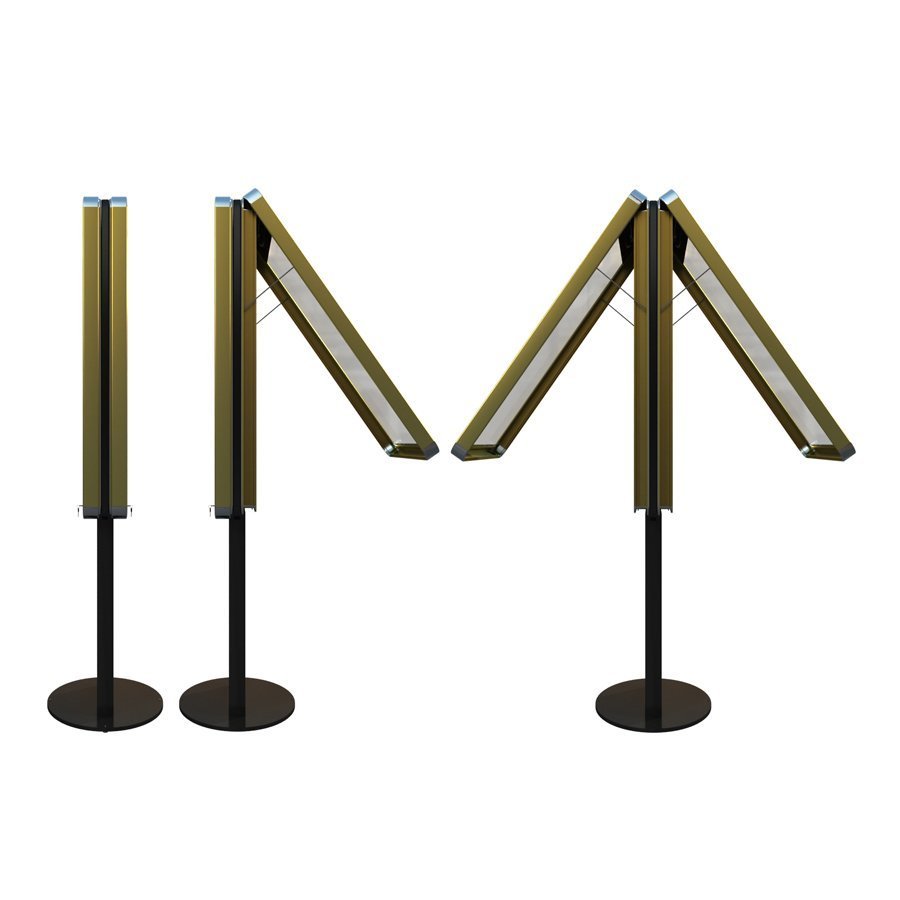 İlan Panosu - Çift Taraflı -  (106x141cm)  - Sarı Eloksallı - Gövdeden Ayaklı - Plus Seri