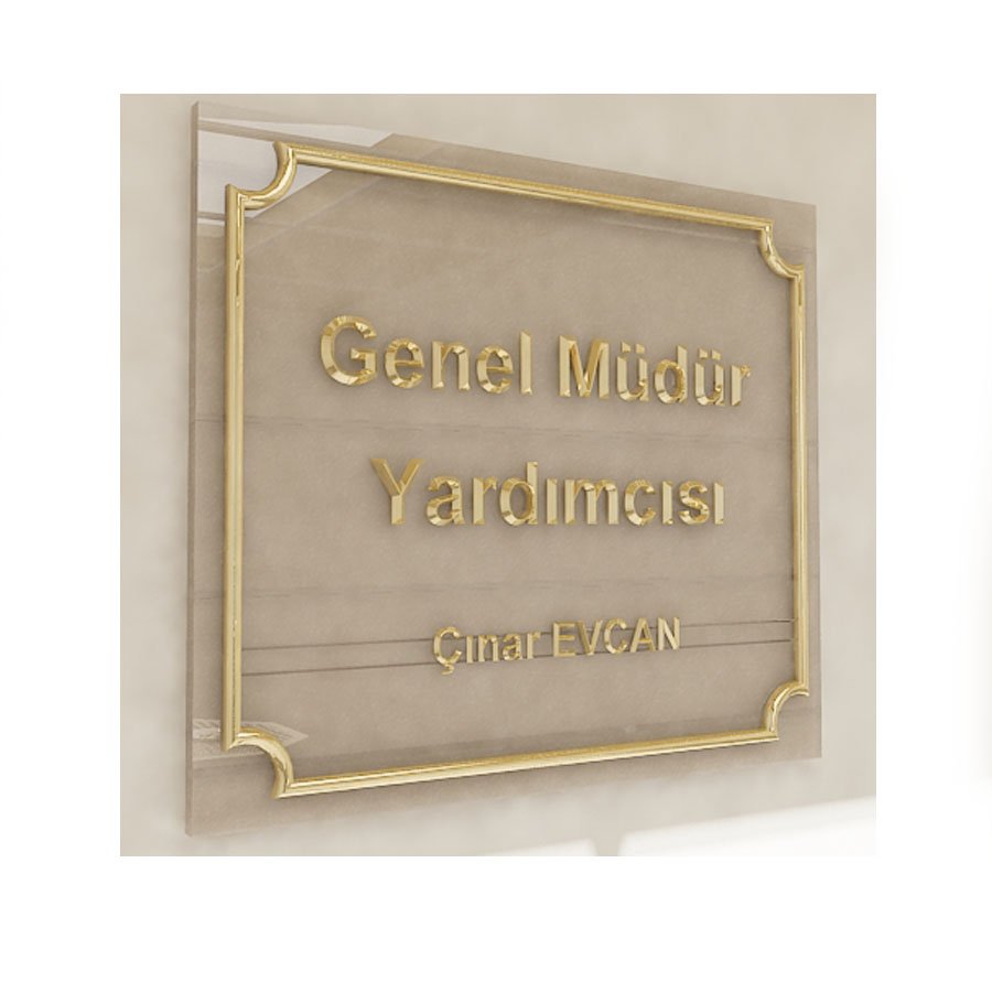 Kapı Tabelası - Hande Modeli - Dekoratif Köşeli - Değişken Harfli