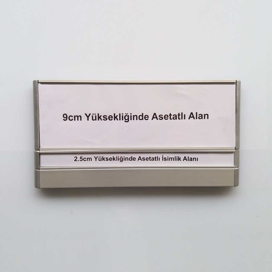 Kapı Tabelası - Asetatlı Kapı İsimliği - 25cm eninde - 9cm Asetat Alanlı - 1 İsimlikli