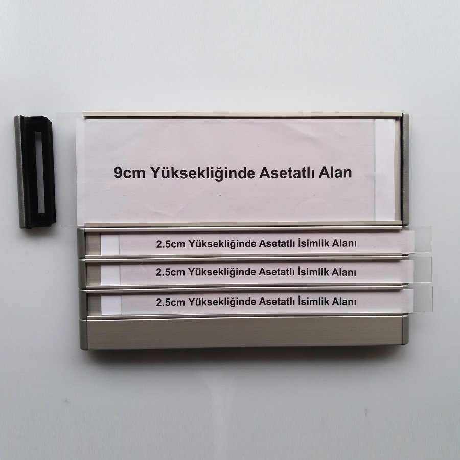 Kapı Tabelası - Asetatlı Kapı İsimliği - 25cm eninde - 9cm Asetat Alanlı - 1 İsimlikli