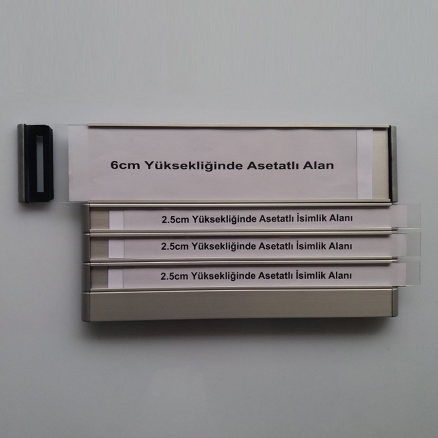 Kapı Tabelası - Asetatlı Kapı İsimliği - 25cm eninde - 6cm Asetat Alanlı - 1 İsimlikli