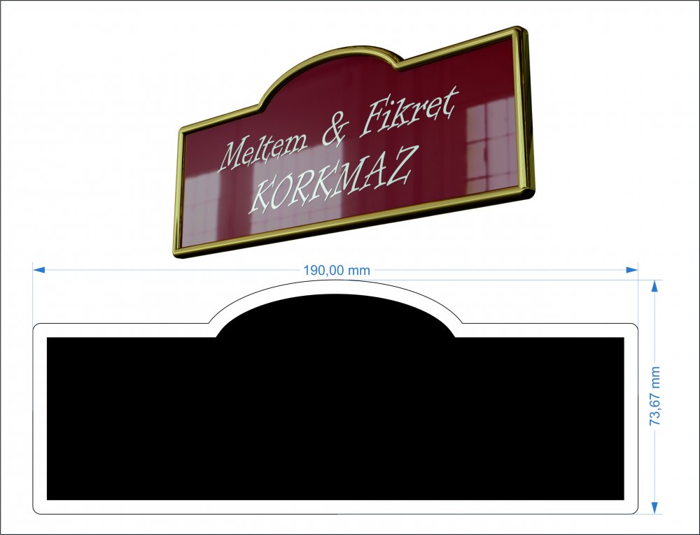 Kapı İsimliği-Krom & Altın Çerçeveli (Model 8)