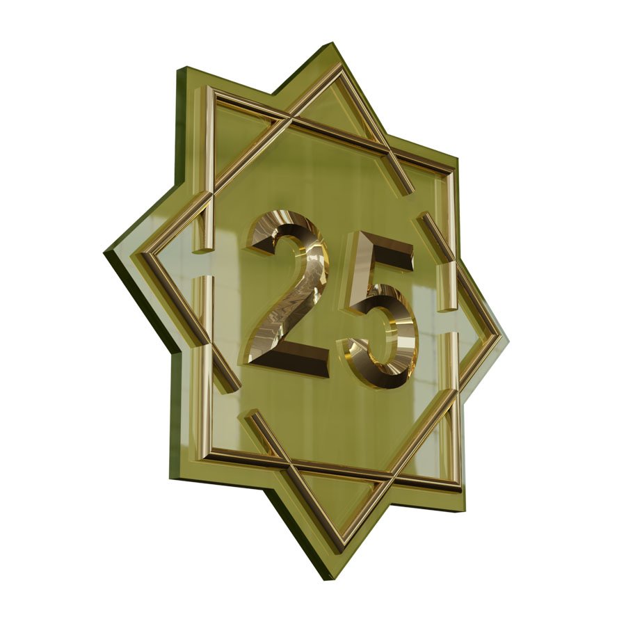 Kapı Numarası Altın Kaplama Model 14 (3D)