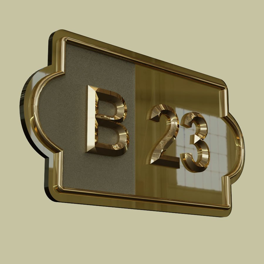 Kapı Numarası Altın Kaplama 3D Model 07