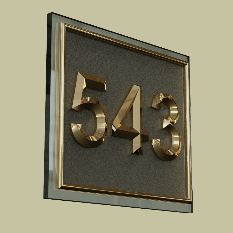 Kapı Numarası Altın Kaplama Model 04 (3D)