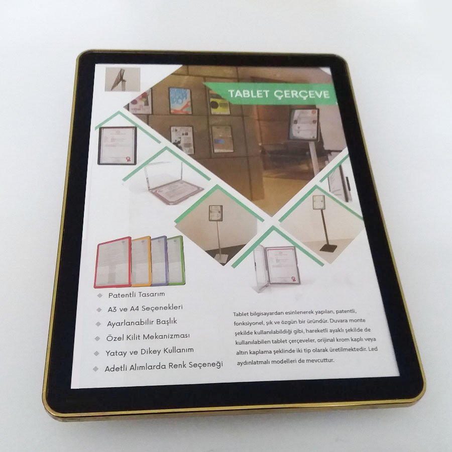 Krom Çerçeve (Altın Renk Kaplama) - A3 - Tablet Görünümlü