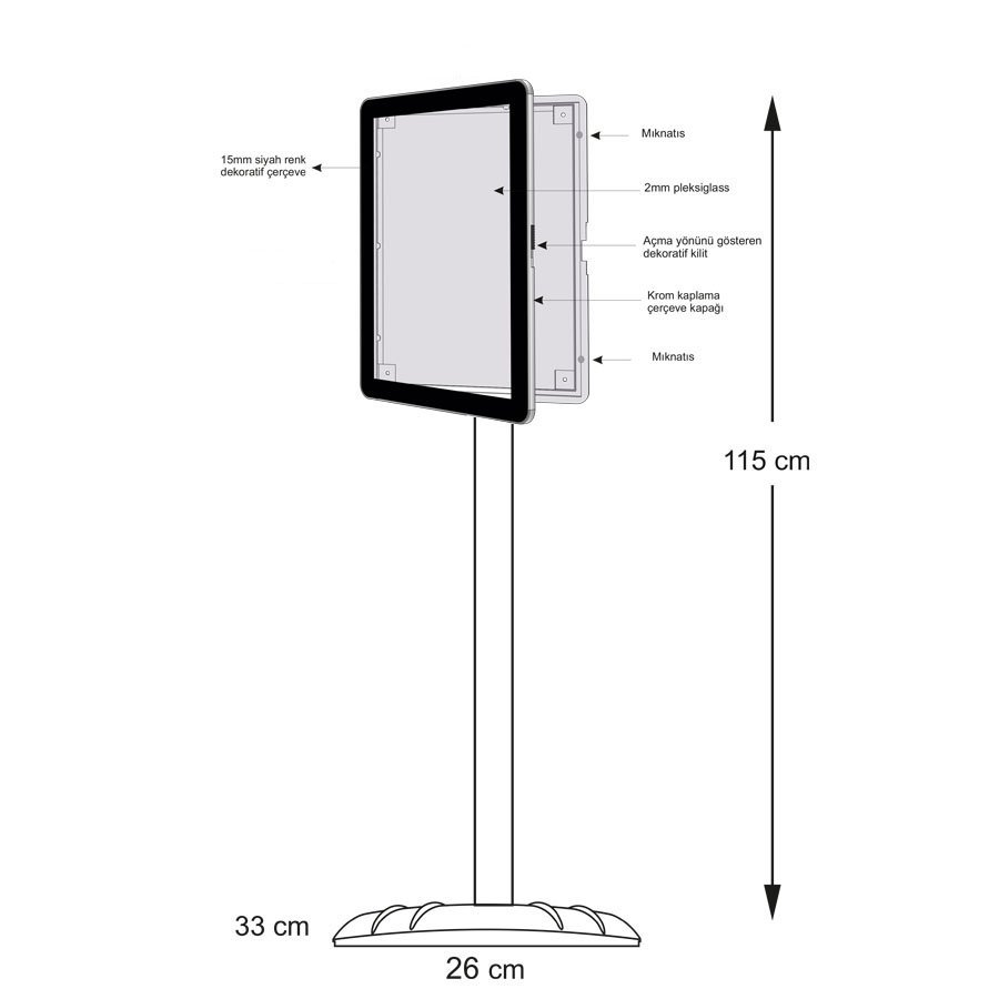 Chrome Frame (Plated) - A3 - Footed - Tablet PC Look