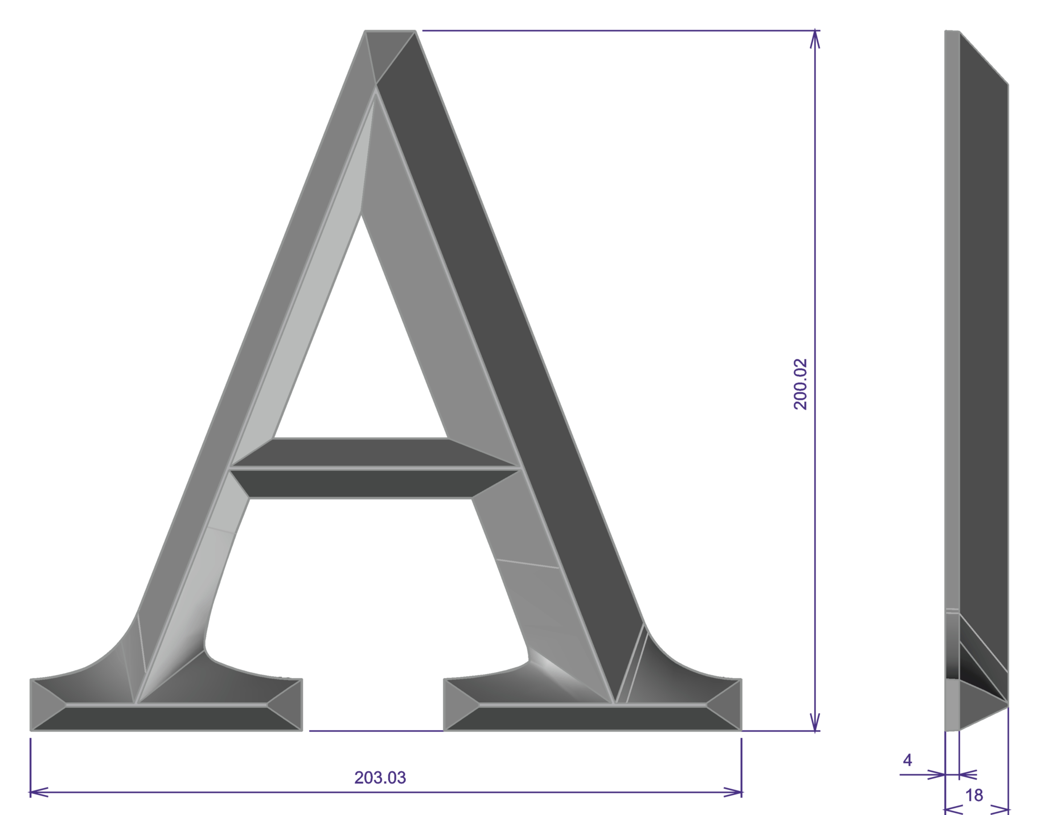 Chrome Letters (3D) Stainless Chrome Plated (20cm)