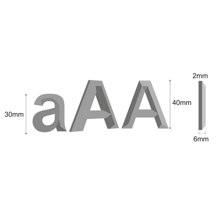 Krom Harf&Rakam 3d - Mat Saten (4cm)