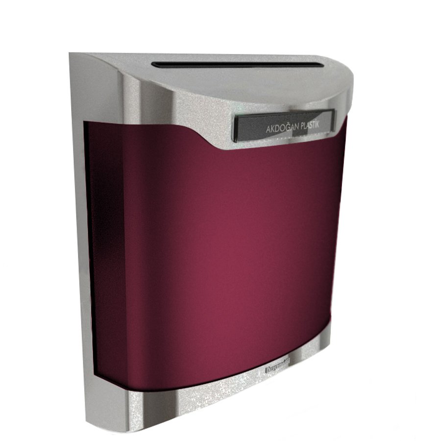 Posta Kutusu - Paslanmaz Çelik - 304 Kalite - Model 01 - Bordo