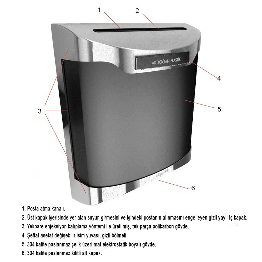 Posta Kutusu - Paslanmaz Çelik - 304 Kalite - Model 01 - Turkuvaz