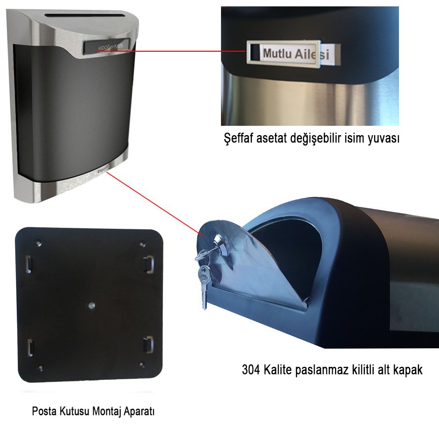 Posta Kutusu - Paslanmaz Çelik - 304 Kalite - Model 02