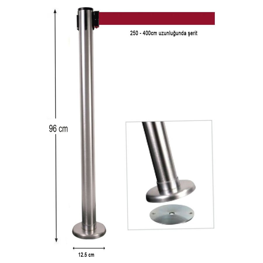 Şerit Bariyer - Manyetik- 304 Kalite Paslanmaz Krom - Yönlendirme Bariyeri