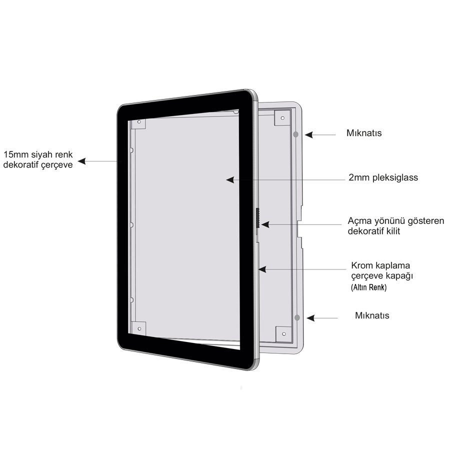 Bariyer Üstü A4 Krom Çerçeve - Tablet Bilgisayar Görünümlü