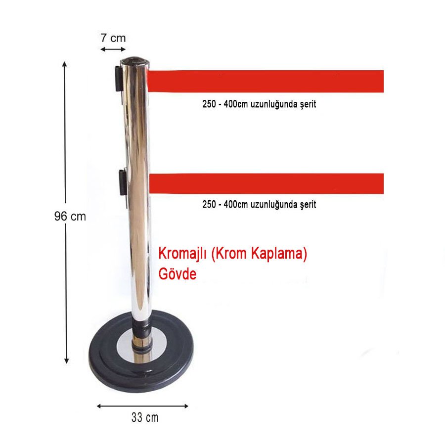 Şerit Bariyer - Kromajlı - Çift Mekanizmalı - Ayaklı - Yönlendirme Bariyeri