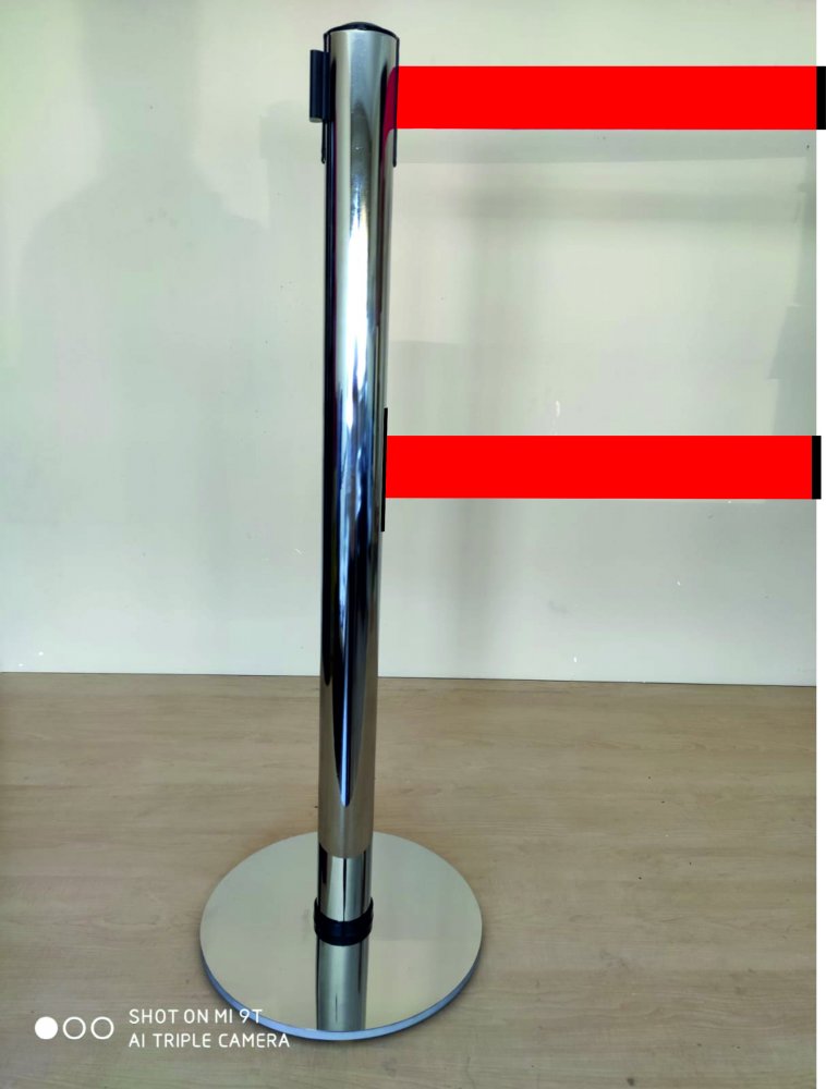 Şerit Bariyer Ayağı - 304 Kalite Paslanmaz Krom - Çift Mekanizmalı - Yönlendirme Bariyeri Şerit
