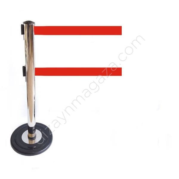 Şerit Bariyer Ayağı - 304 Kalite Paslanmaz Krom - Çift Mekanizmalı - Yönlendirme Bariyeri Şerit