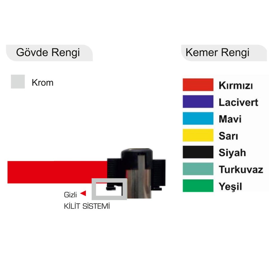 Şerit Bariyer - (Siyah) Elektrostatik Boyalı - Yönlendirme Bariyeri