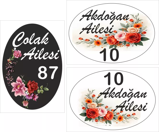 Villa İsimliği  Krom  Çerçeveli 3D