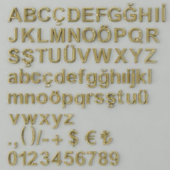 Altın Rengi Harf & Rakam (4cm)