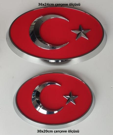 Türk bayrağı 3d Krom Prizmatik çerçeveli