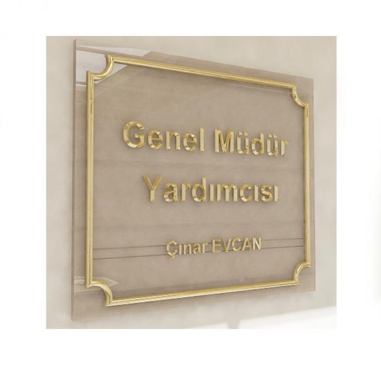 Kapı Tabelası - Hande Modeli - Dekoratif Köşeli - Değişken Harfli
