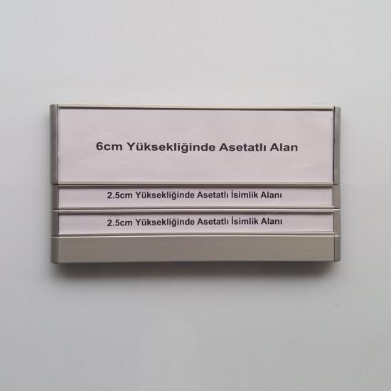 Kapı Tabelası - Asetatlı Kapı İsimliği - 30cm eninde - 9cm Asetat Alanlı - 2 İsimlikli