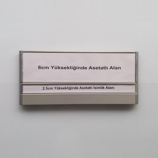 Kapı Tabelası - Asetatlı Kapı İsimliği - 30cm eninde - 9cm Asetat Alanlı - 1 İsimlikli