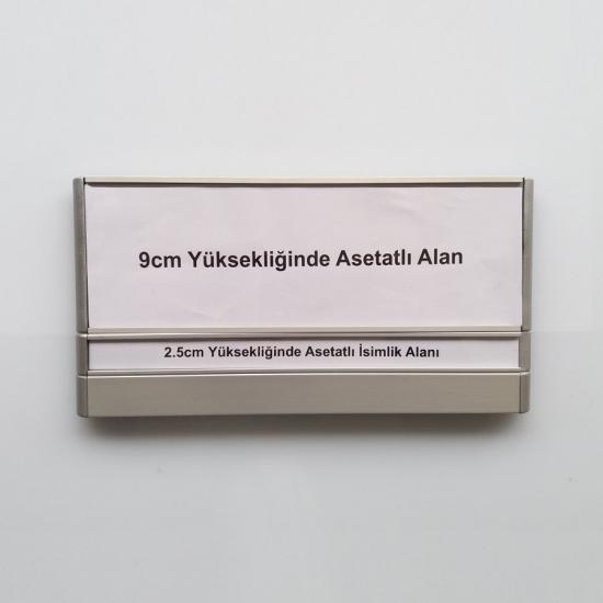 Kapı Tabelası - Asetatlı Kapı İsimliği - 25cm eninde - 9cm Asetat Alanlı - 1 İsimlikli
