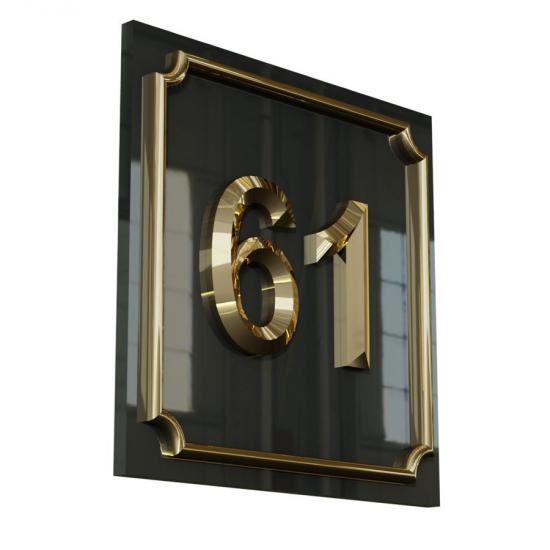 Kapı Numarası - Altın Kaplama - Model 05-Füme