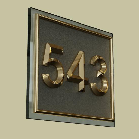Kapı Numarası - Altın Kaplama - Model 04-Füme